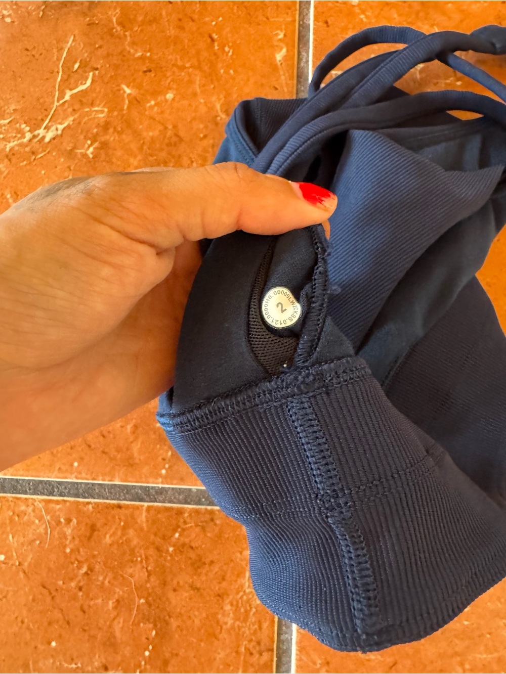 Lululemon Navy Blue Strappy Back Sports Bra Top Size 2 - Picture 3 of 5